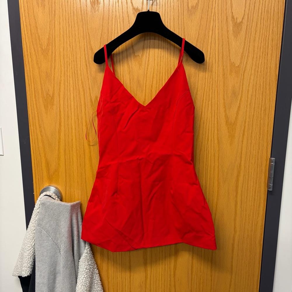 Red V-Neck Spaghetti Strap Women's dress